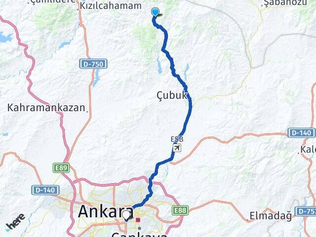 Karaçam Ankara AŞTİ Otogarı Arası Kaç Km - Yol Tarifi