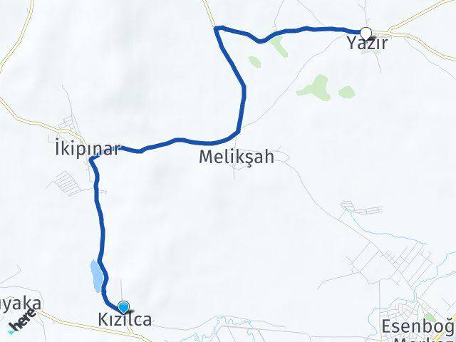 Kızılca Yazır Arası Kaç Km - Yol Tarifi