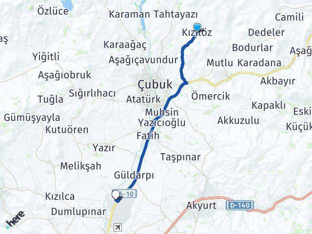 Kızılöz Esenboğa Arası Kaç Km - Yol Tarifi