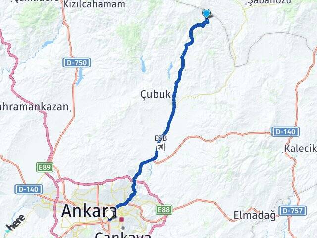 Kösrelik Ankara AŞTİ Otogarı Arası Kaç Km - Yol Tarifi