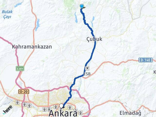 Kuruçay Ankara Tren Garı Arası Kaç Km - Yol Tarifi