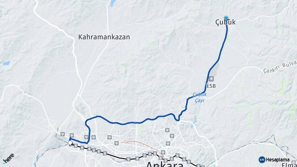 Ankara Çubuk Sincan Arası Kaç Km - Yol Haritası