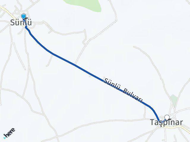 Sünlü Taşpınar Arası Kaç Km - Yol Tarifi