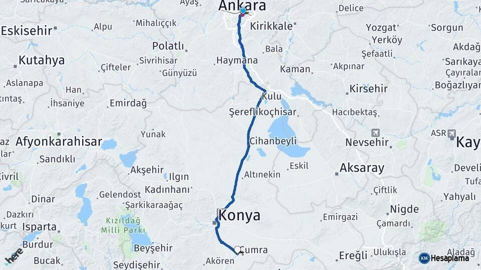 Ankara Çumra Arası Kaç Km - Yol Tarifi
