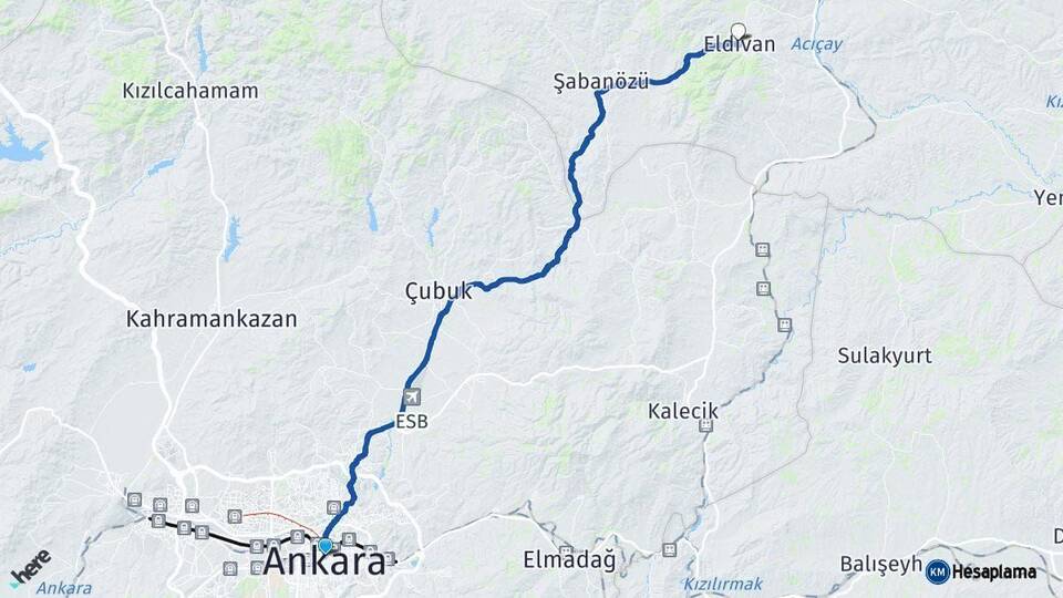 Ankara Eldivan Arası Kaç Km - Yol Tarifi