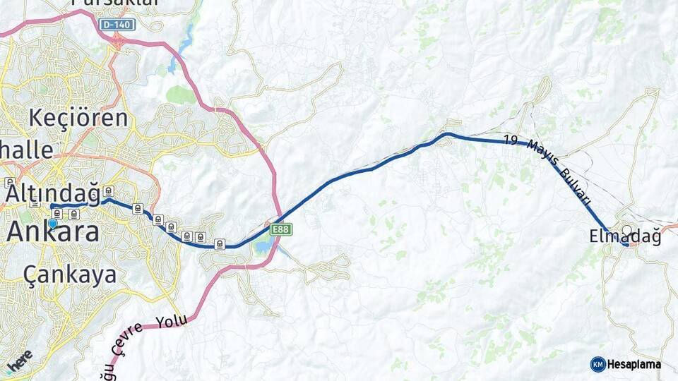 Ankara Elmadağ Arası Kaç Km - Yol Haritası