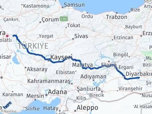 Ankara Elmadağ Batman Arası Kaç Km - Yol Haritası