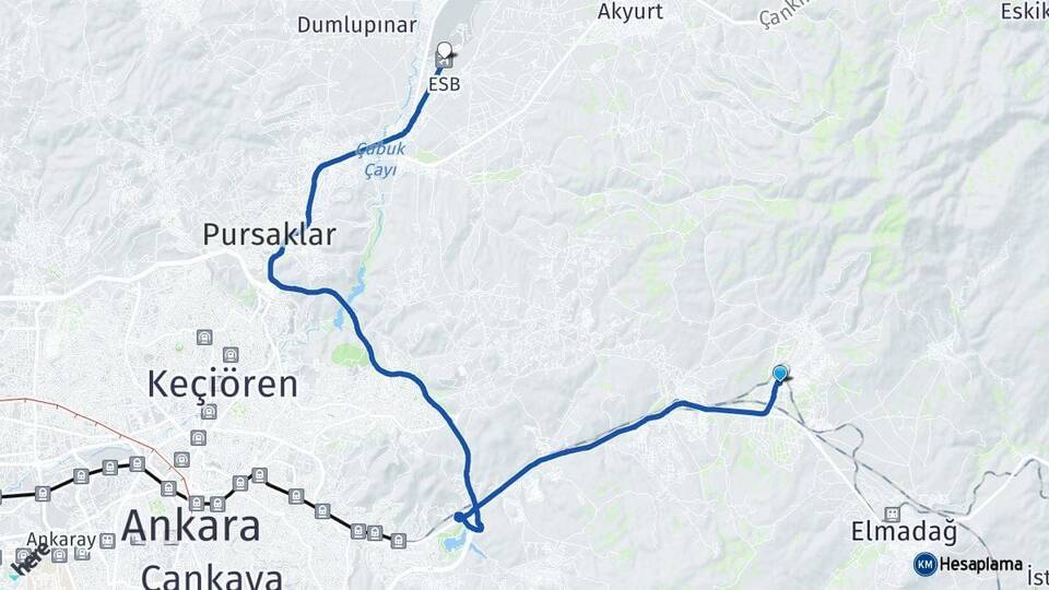 Hasanoğlan Bahçelievler Esenboğa Havalimanı Arası Kaç Km - Yol Tarifi