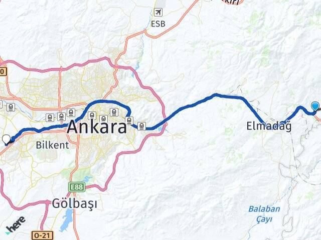 Kayadibi Başkent Üniversitesi Arası Kaç Km - Yol Tarifi