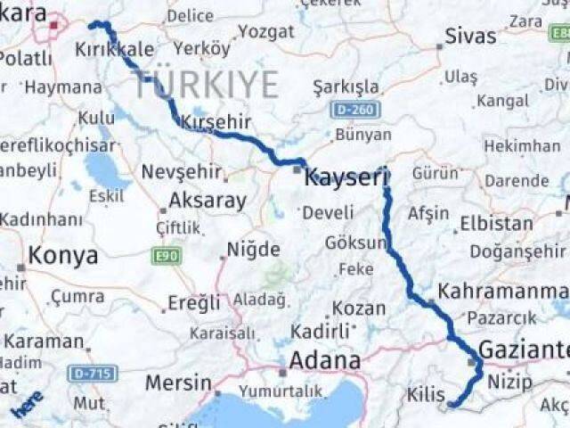 Ankara Elmadağ Kilis Arası Kaç Km - Yol Haritası