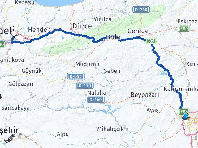 Ankara Etimesgut Adapazarı Sakarya Arası Kaç Km - Yol Haritası