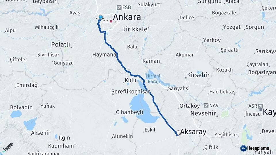 Ankara Etimesgut Aksaray Arası Kaç Km - Yol Haritası