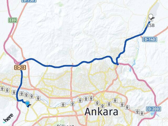 Alsancak Esenboğa Havalimanı Arası Kaç Km - Yol Tarifi