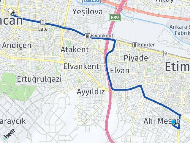 Alsancak Sincan YHT Garı Arası Kaç Km - Yol Tarifi