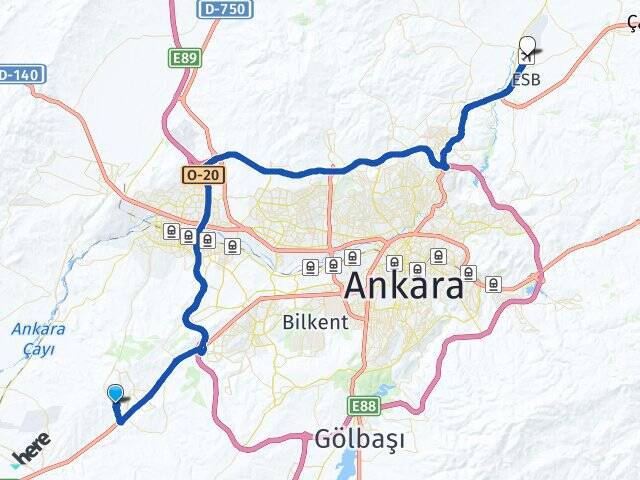 Aşağıyurtçu Esenboğa Havalimanı Arası Kaç Km - Yol Tarifi