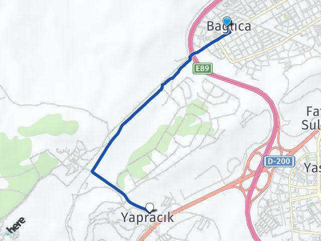 Ankara Etimesgut Bağlıca Yapracık Etimesgut Arası Kaç Km - Yol Haritası