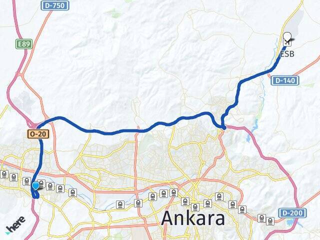 Elvan Esenboğa Havalimanı Arası Kaç Km - Yol Tarifi