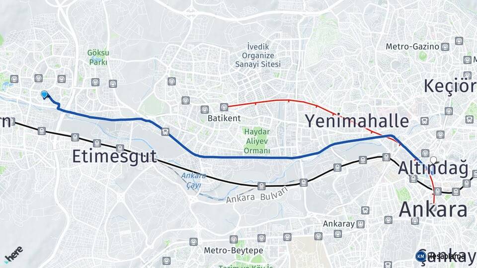 Ankara Etimesgut Eryaman Altındağ Arası Kaç Km - Yol Haritası