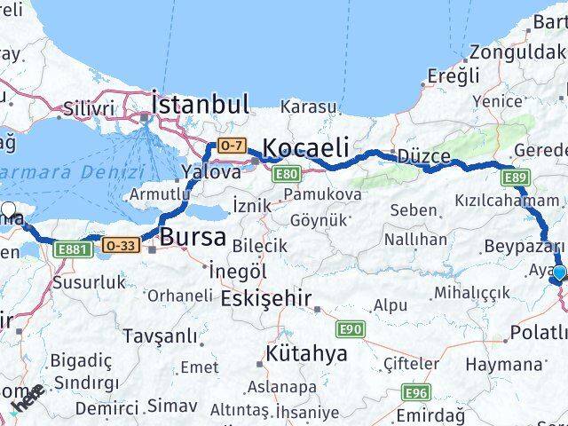 Eryaman Erdek Arası Kaç Km - Yol Tarifi
