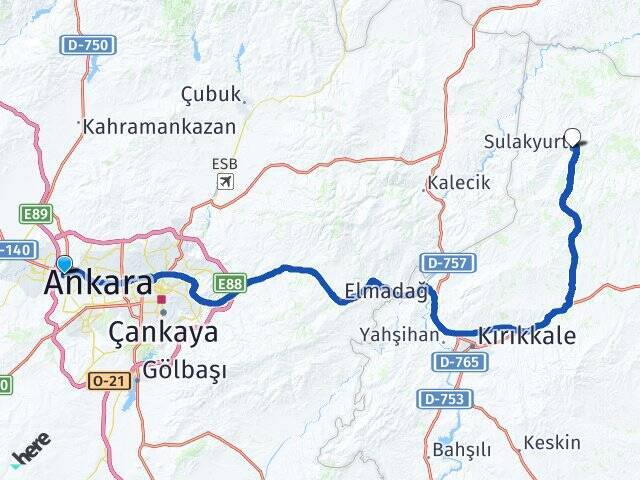 Etiler Sulakyurt Arası Kaç Km - Yol Tarifi