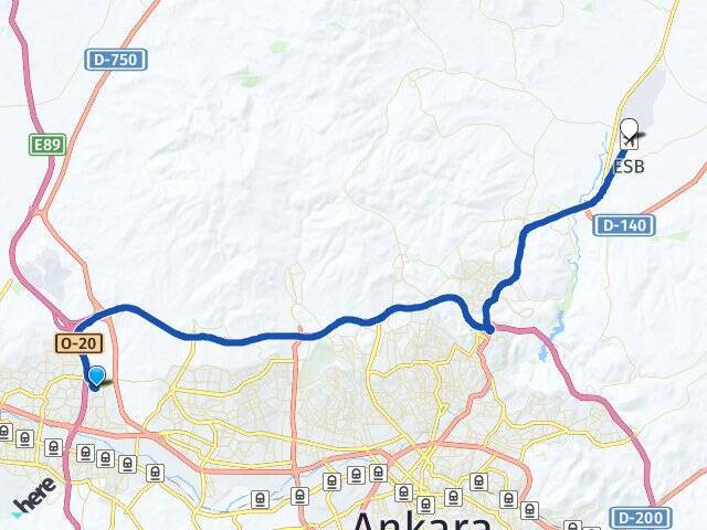 Göksu Esenboğa Havalimanı Arası Kaç Km - Yol Tarifi