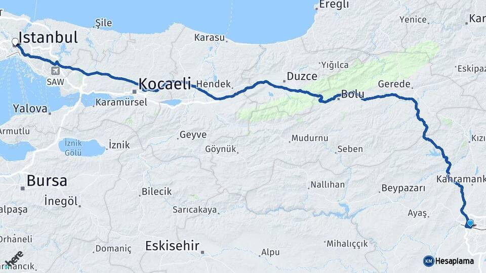 Ankara Etimesgut İstanbul Arası Kaç Km - Yol Haritası