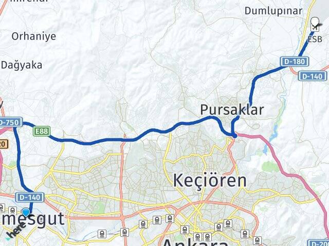 İstasyon Esenboğa Havalimanı Arası Kaç Km - Yol Tarifi
