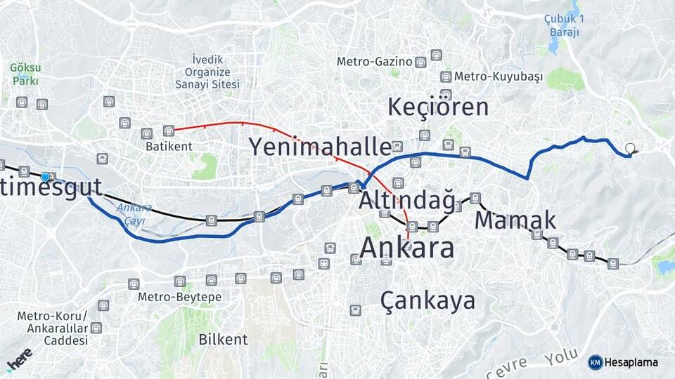 Ankara Etimesgut Karapürçek Altındağ Arası Kaç Km - Yol Haritası