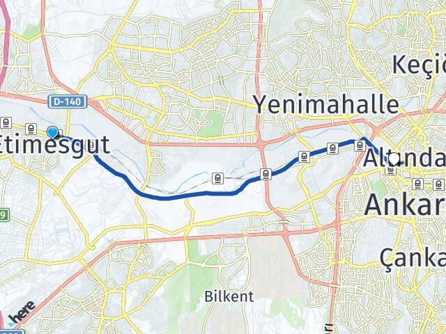 Kazım Karabekir Ankara Tren Garı Arası Kaç Km - Yol Tarifi