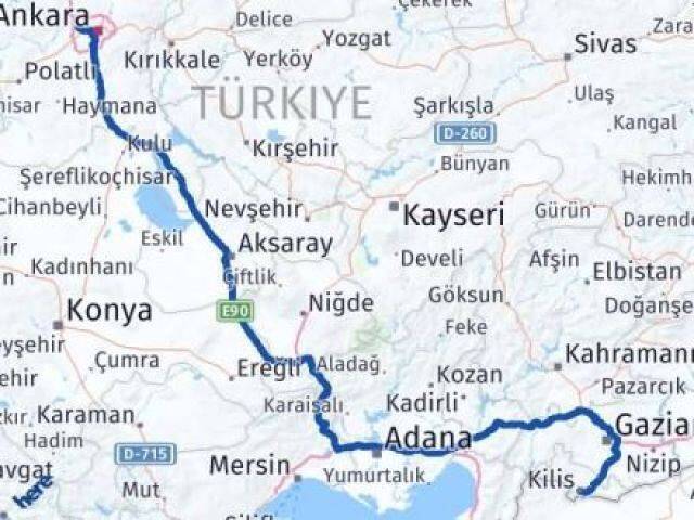 Ankara Etimesgut Kilis Arası Kaç Km - Yol Haritası