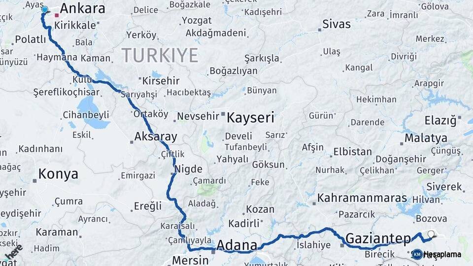 Ankara Etimesgut Şanlıurfa Arası Kaç Km - Yol Haritası