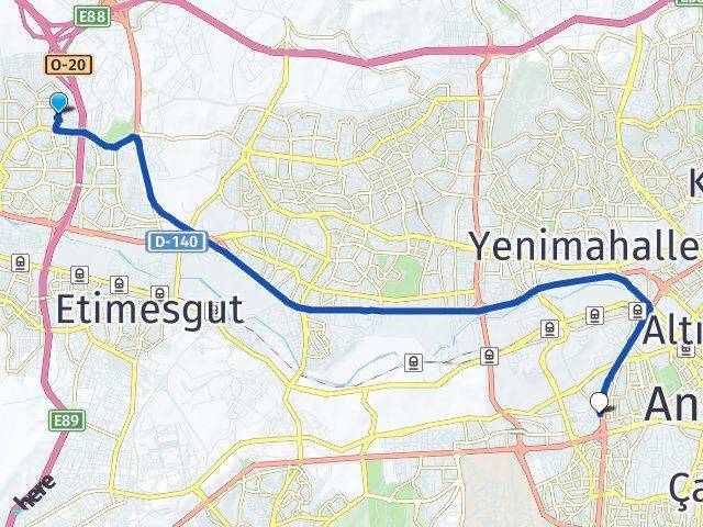 Şeyh Şamil Ankara AŞTİ Otogarı Arası Kaç Km - Yol Tarifi