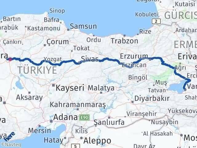 Ankara Etimesgut Van Arası Kaç Km - Yol Haritası