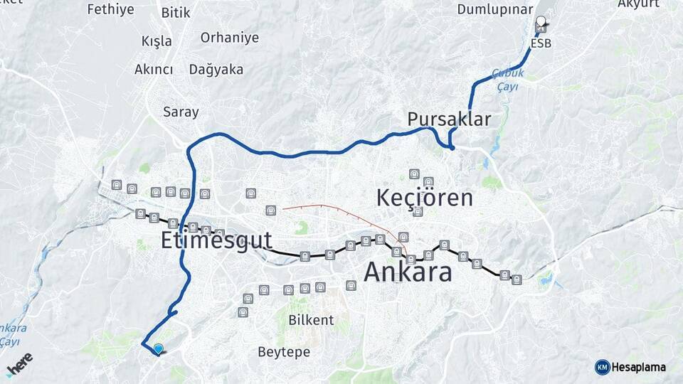 Yapracık Esenboğa Havalimanı Arası Kaç Km - Yol Tarifi
