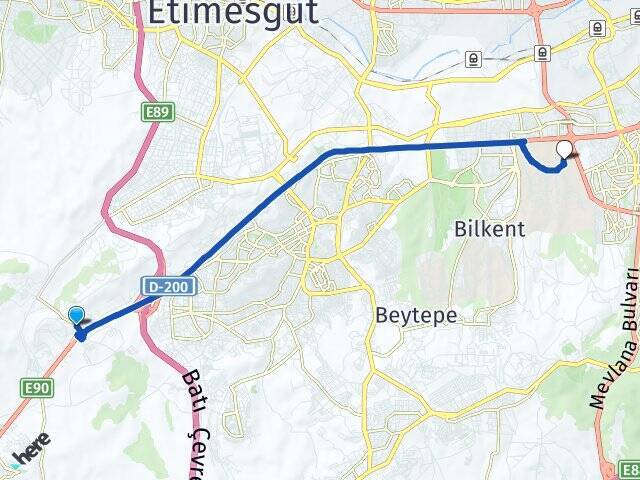 Yapracık Orta Doğu Teknik Üniversitesi (ODTÜ) Arası Kaç Km - Yol Tarifi