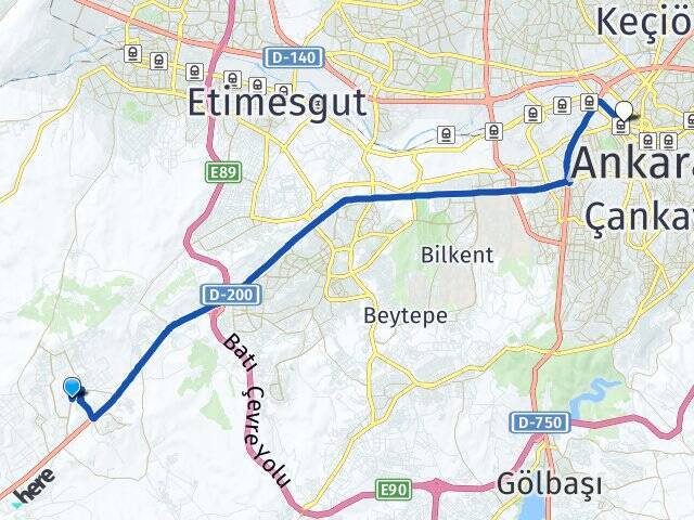 Yukarıyurtçu Ankara Tren Garı Arası Kaç Km - Yol Tarifi