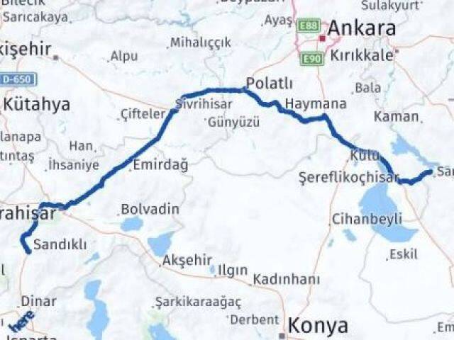 Ankara Evren Afyonkarahisar Arası Kaç Km - Yol Haritası