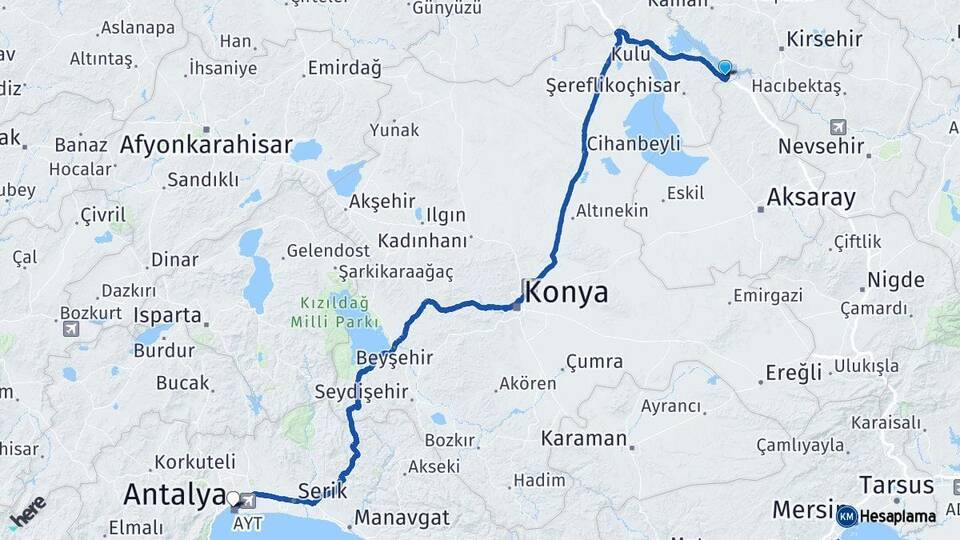 Ankara Evren Antalya Arası Kaç Km - Yol Haritası