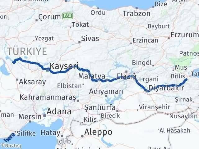 Ankara Evren Bitlis Arası Kaç Km - Yol Haritası