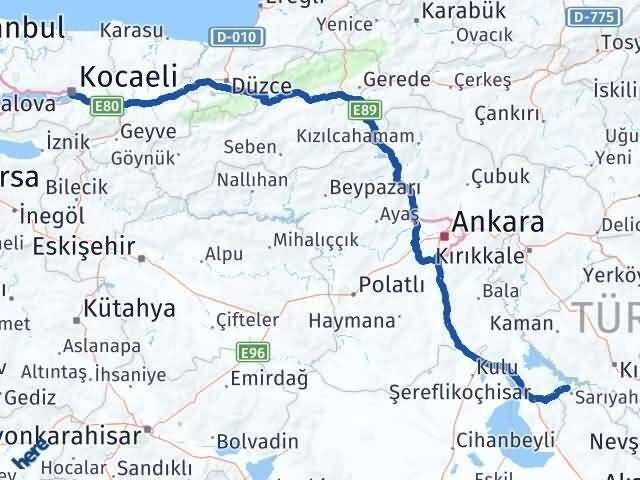 Ankara Evren Kocaeli Arası Kaç Km - Yol Haritası