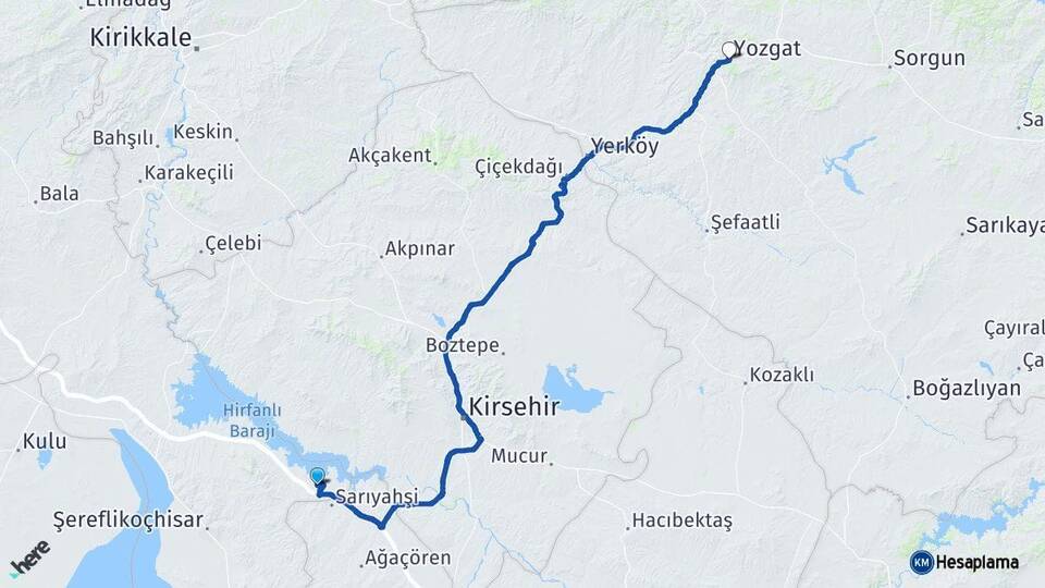 Ankara Evren Yozgat Arası Kaç Km - Yol Haritası