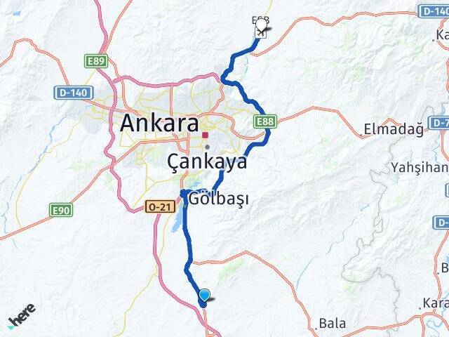 Ahiboz Esenboğa Havalimanı Arası Kaç Km - Yol Tarifi