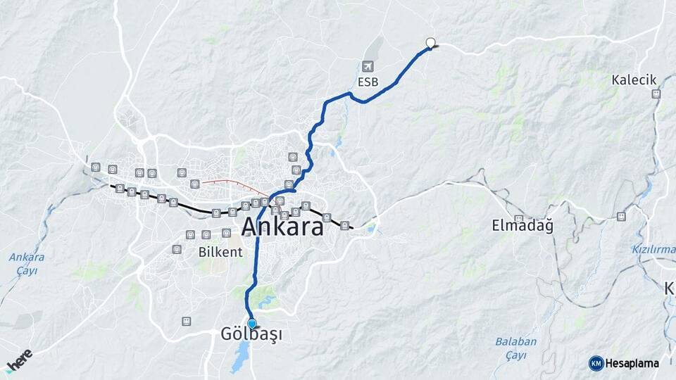 Ankara Gölbaşı Akyurt Arası Kaç Km - Yol Haritası