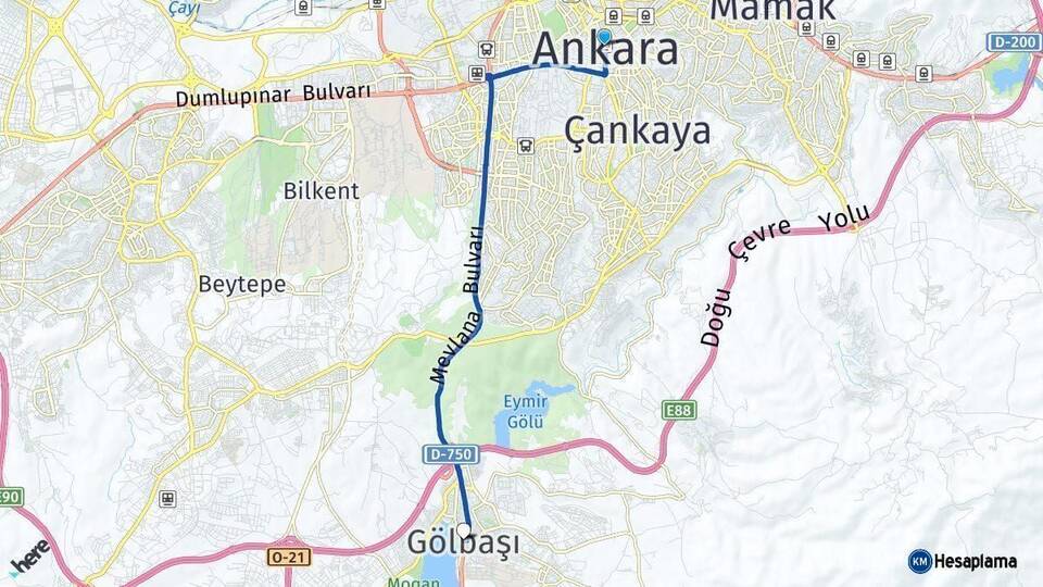 Ankara Gölbaşı Arası Kaç Km - Yol Haritası
