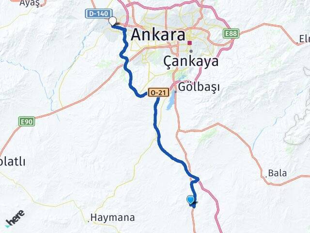 Bezirhane Sincan YHT Garı Arası Kaç Km - Yol Tarifi