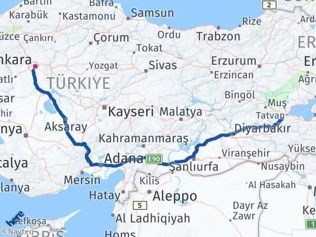 Ankara Gölbaşı Bitlis Arası Kaç Km - Yol Haritası