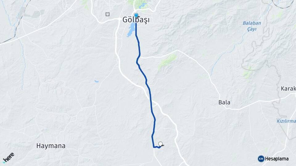 Ankara Gölbaşı Çimşit Gölbaşı Arası Kaç Km - Yol Haritası
