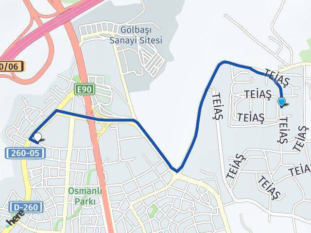 Ankara Gölbaşı Eymir Karşıyaka Gölbaşı Arası Kaç Km - Yol Haritası