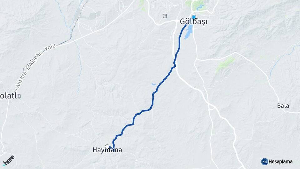 Ankara Gölbaşı Haymana Arası Kaç Km - Yol Haritası