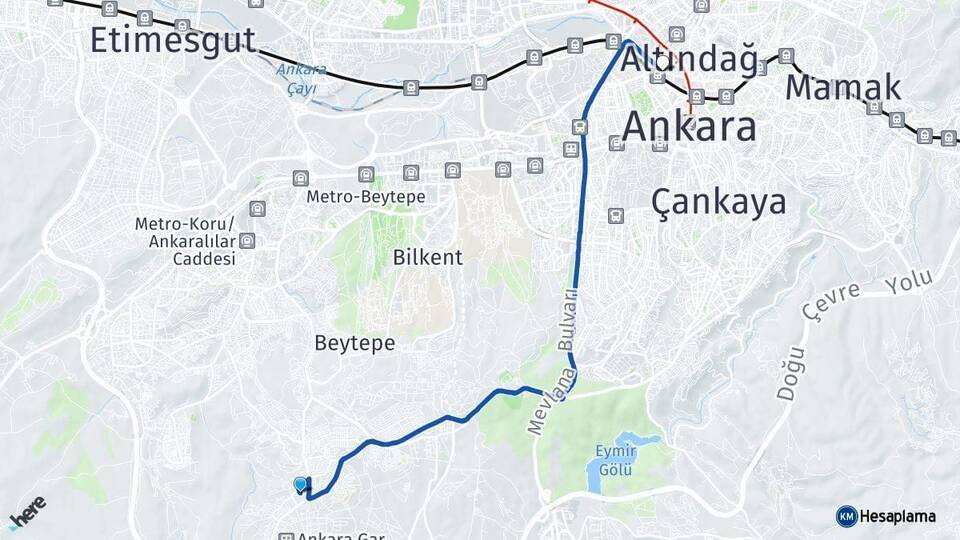 İncek Ankara Tren Garı Arası Kaç Km - Yol Tarifi